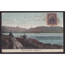 PUERTO ESCANDALLO MAGALLANES CHILE ANTIGUA TARJETA POSTAL CIRCULADA DESDE PUNTA ARENAS